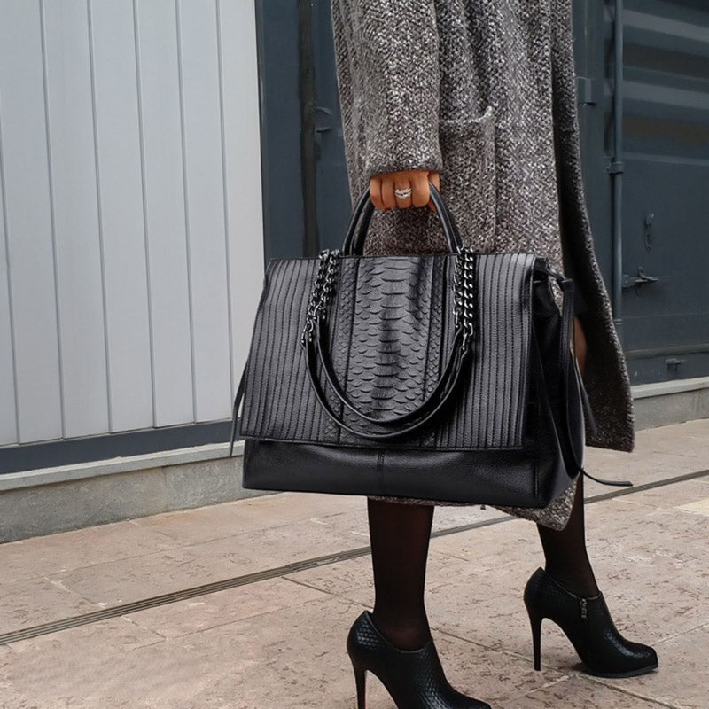Women’s Croco Textured Vegan Leather Tote Bag – Liza